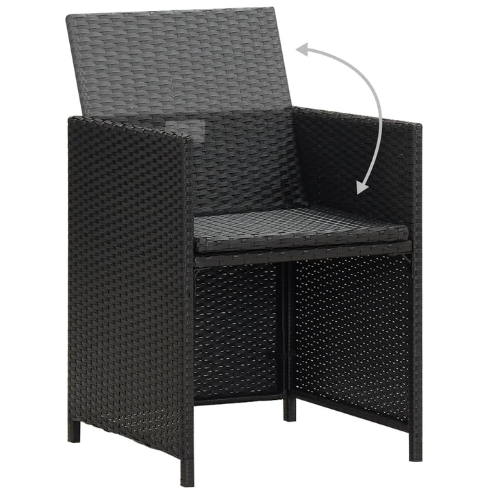 Garten-Essstühle mit Kissen 4 Stk. Schwarz Poly Rattan