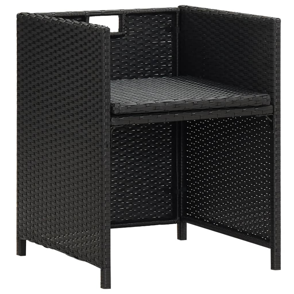 Garten-Essstühle mit Kissen 4 Stk. Schwarz Poly Rattan