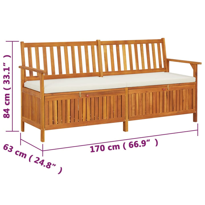 Truhenbank mit Kissen 170 cm Massivholz Akazie