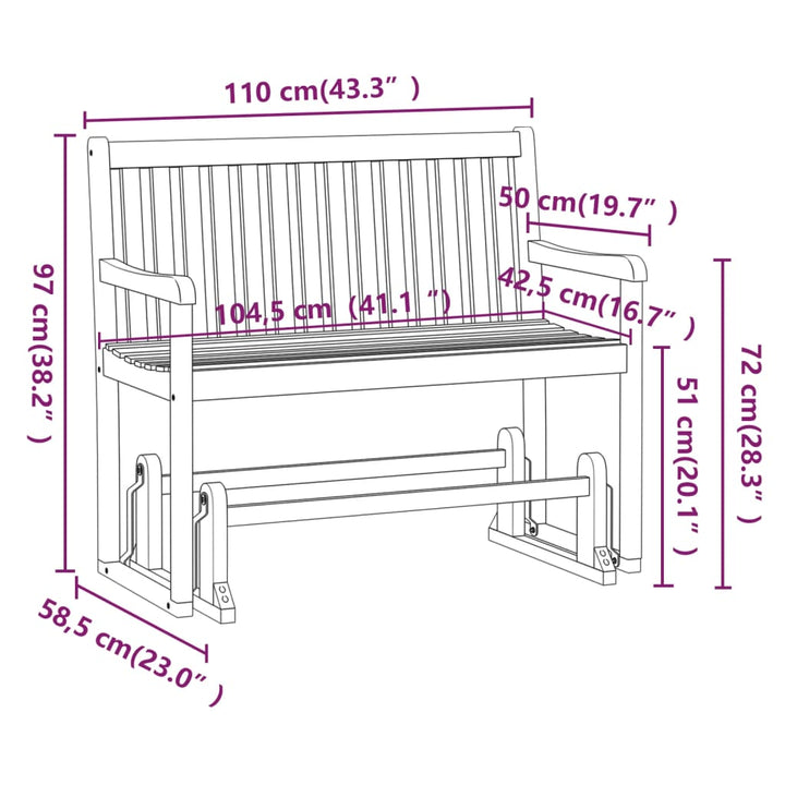 Garten-Schaukelbank 110 cm Massivholz Akazie