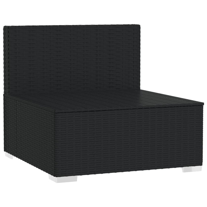 Garten-Mittelsofa mit Kissen Schwarz Poly Rattan