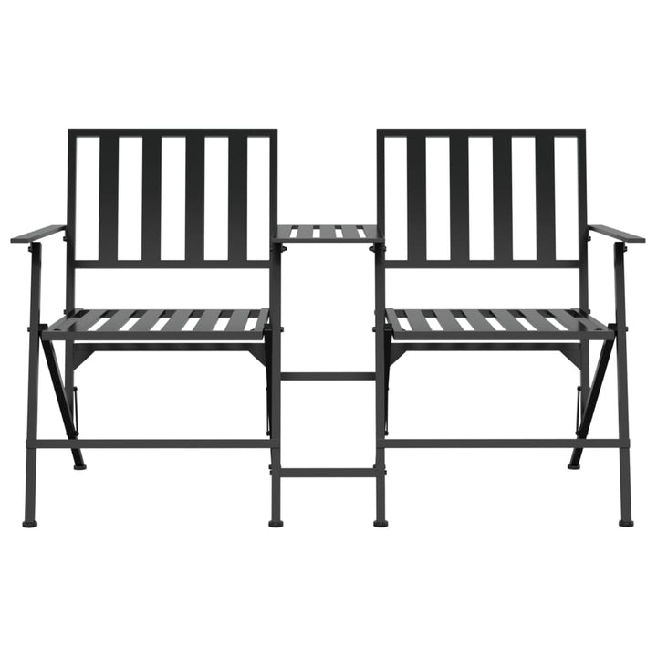 2-Sitzer-Gartenbank Klappbar 137 cm Schwarz Stahl