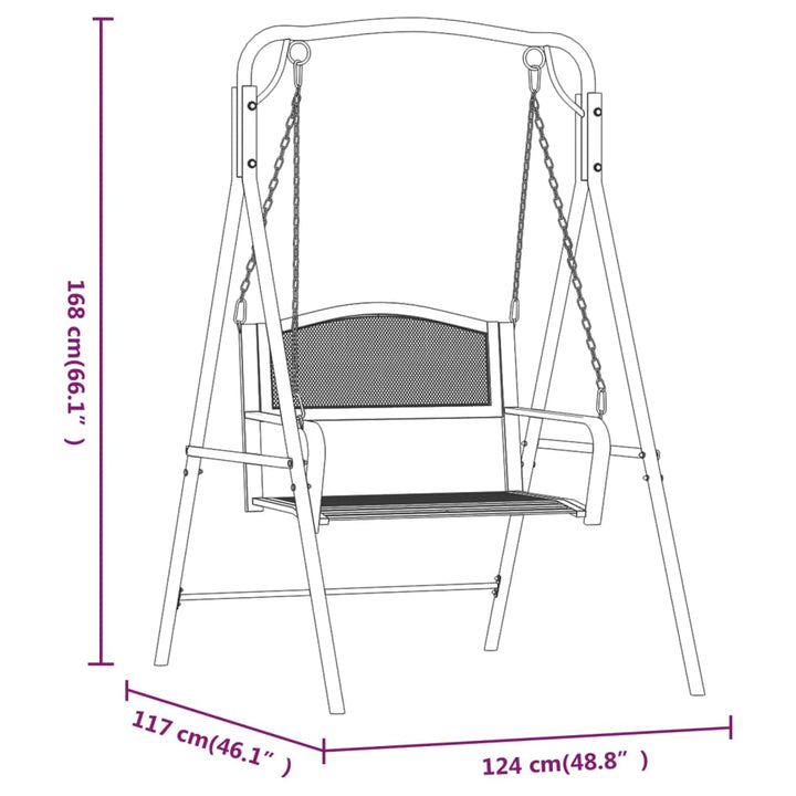 Hollywoodschaukel 124 cm Schwarz Stahl