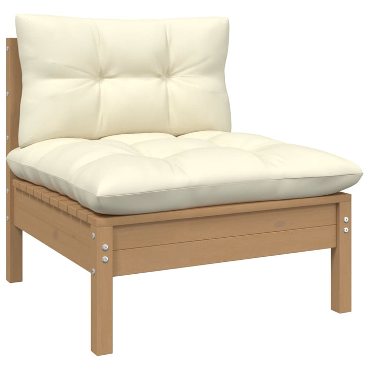 2-Sitzer-Gartensofa mit Creme Kissen Massivholz Kiefer