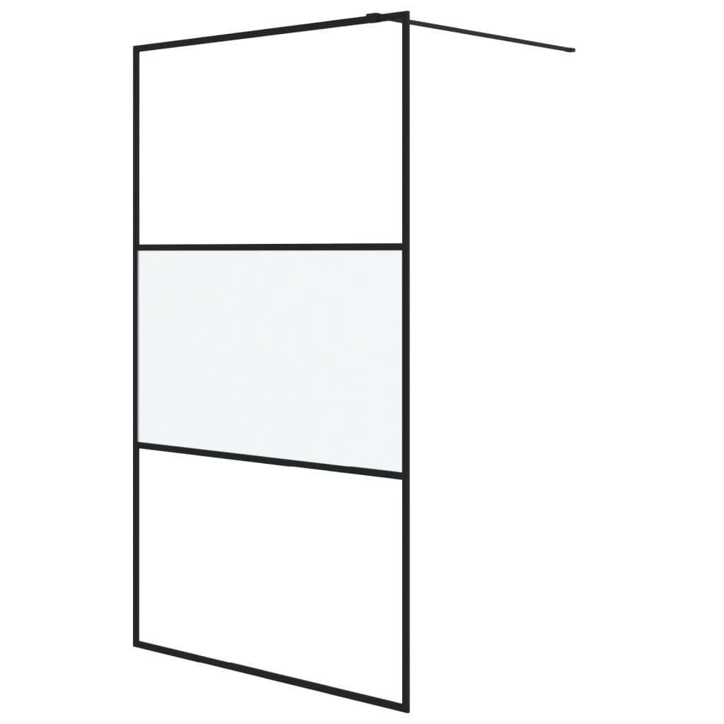 Duschwand für Begehbare Dusche Schwarz 115x195 cm Halbmatt ESG
