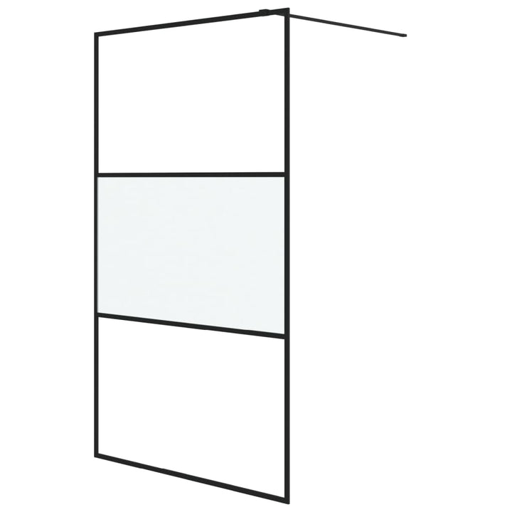 Duschwand für Begehbare Dusche Schwarz 115x195 cm Halbmatt ESG