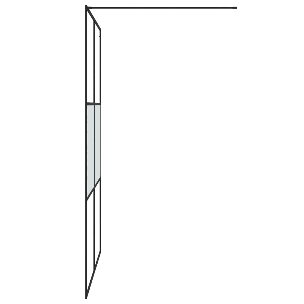 Duschwand für Begehbare Dusche Schwarz 140x195 cm Halbmatt ESG
