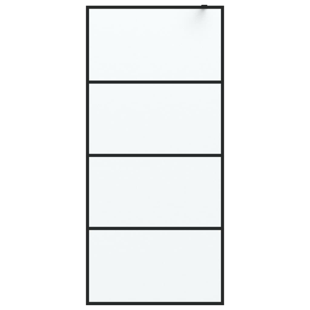 Duschwand für Begehbare Dusche Schwarz 90x195cm Matt ESG-Glas