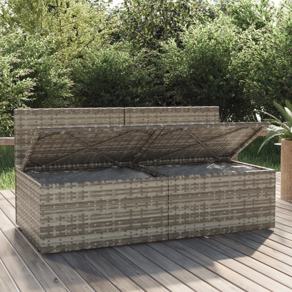 Gartensofa 2-Sitzer mit Kissen Grau Poly Rattan