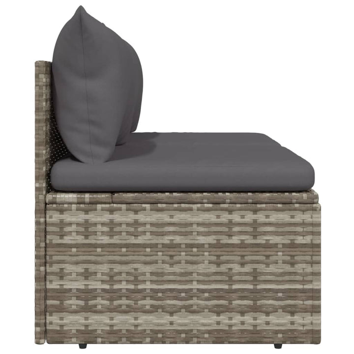 Gartensofa 2-Sitzer mit Kissen Grau Poly Rattan