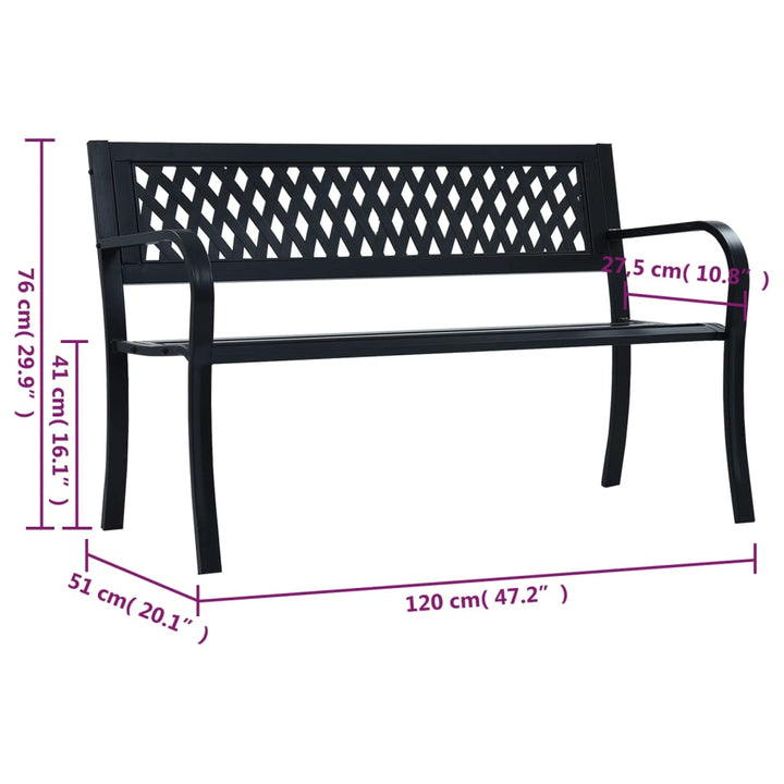 Gartenbank Schwarz 120 cm Stahl