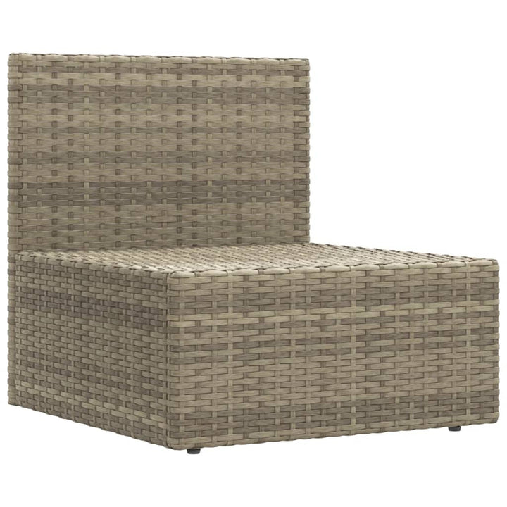 Garten-Mittelsofa mit Kissen Grau Poly Rattan