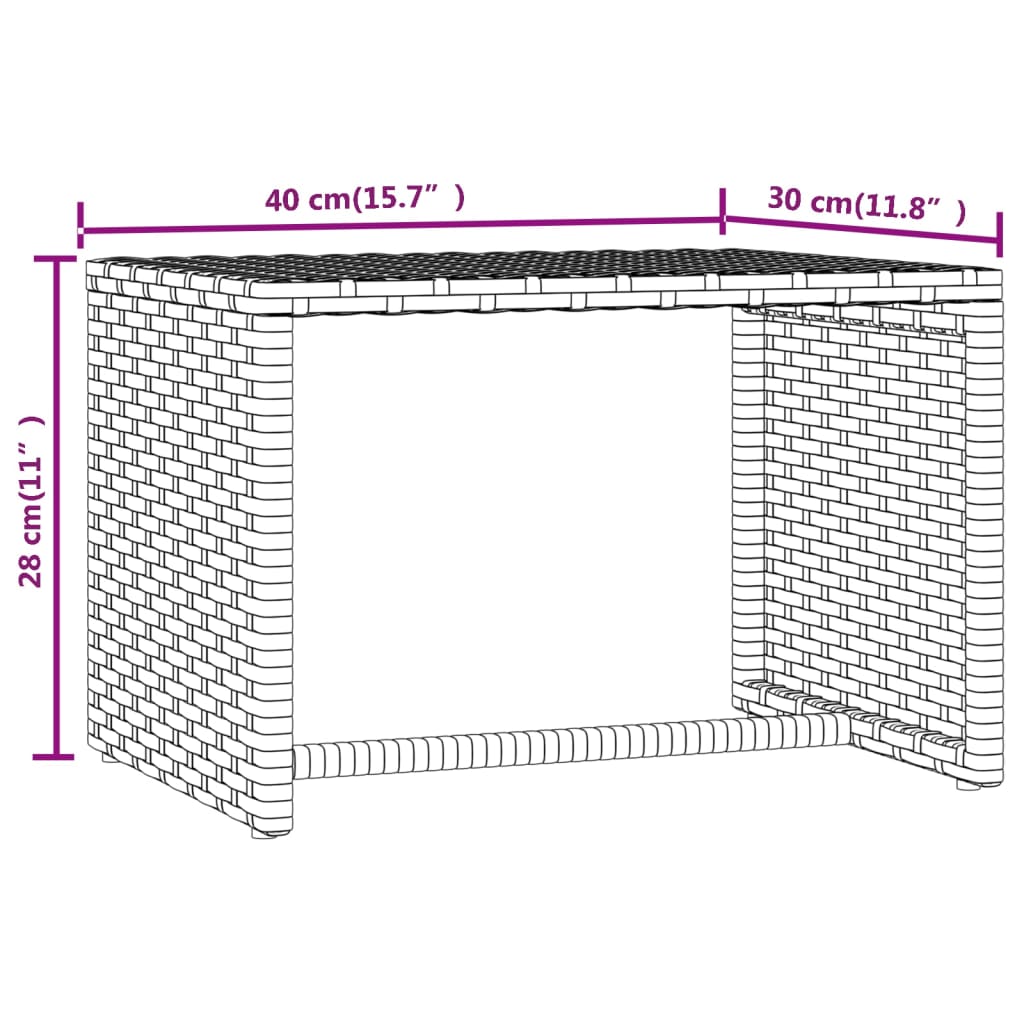 Sonnenliege mit Tisch Grau Poly Rattan