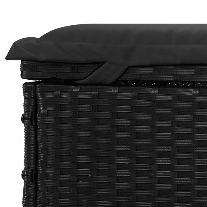 Sonnenliege für 2 Personen mit Auflage Schwarz Poly Rattan