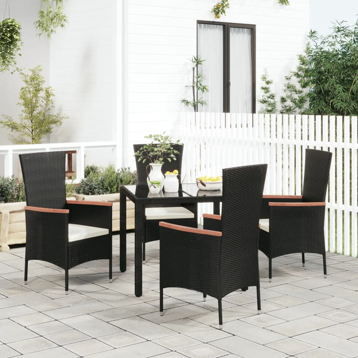 Gartenstühle mit Kissen 4 Stk. Poly Rattan Schwarz