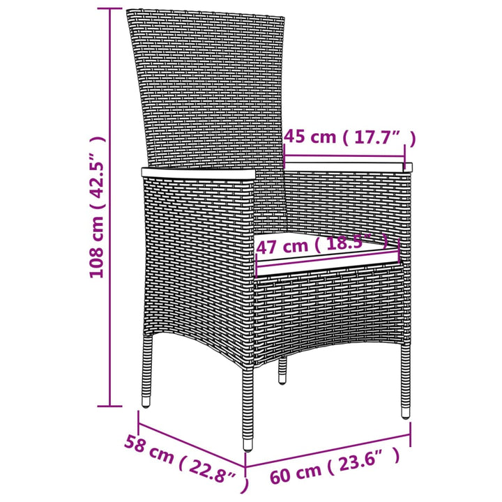 Gartenstühle mit Kissen 4 Stk. Poly Rattan Grau