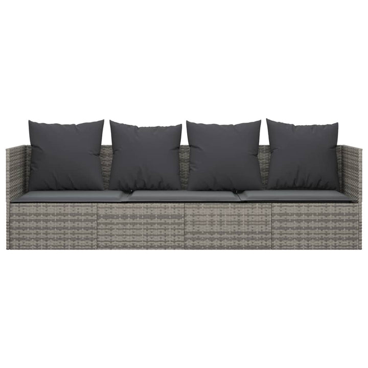 Outdoor-Loungebett mit Kissen Grau Poly Rattan