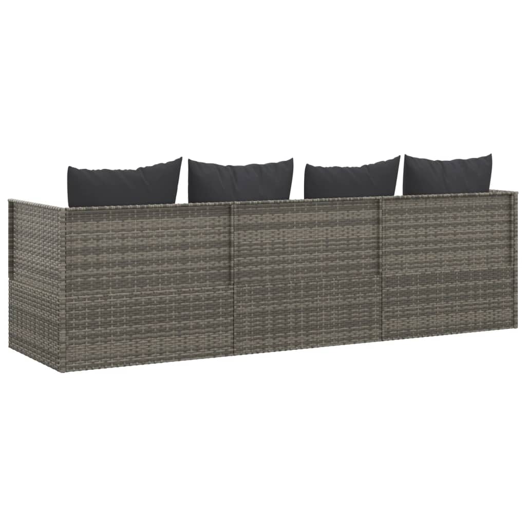 Outdoor-Loungebett mit Kissen Grau Poly Rattan