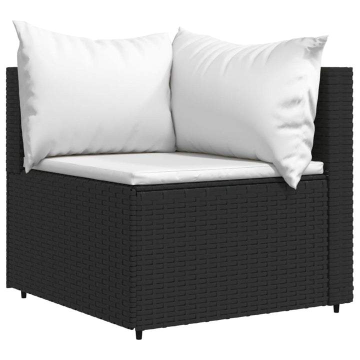 4-tlg. Garten-Lounge-Set mit Kissen Schwarz Poly Rattan