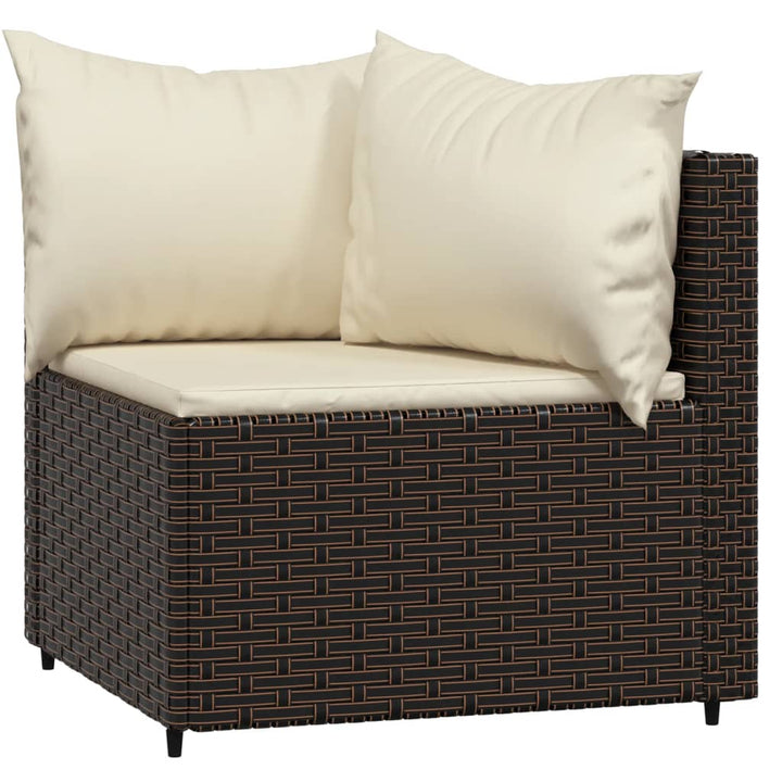 Garten-Ecksofas mit Kissen 2 Stk. Braun Poly Rattan