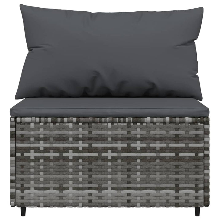 Garten-Mittelsofas mit Kissen 2 Stk. Grau Poly Rattan