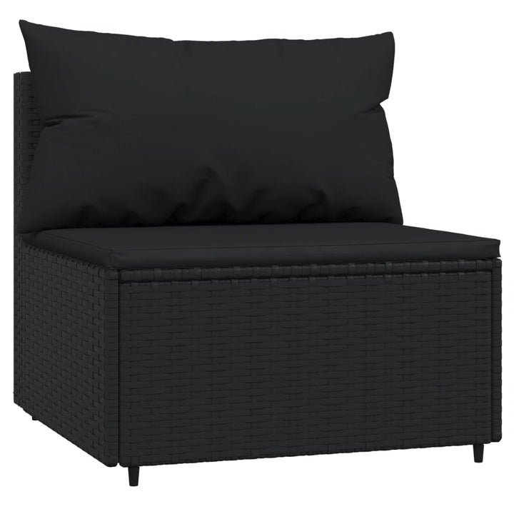 3-tlg. Garten-Lounge-Set mit Kissen Schwarz Poly Rattan