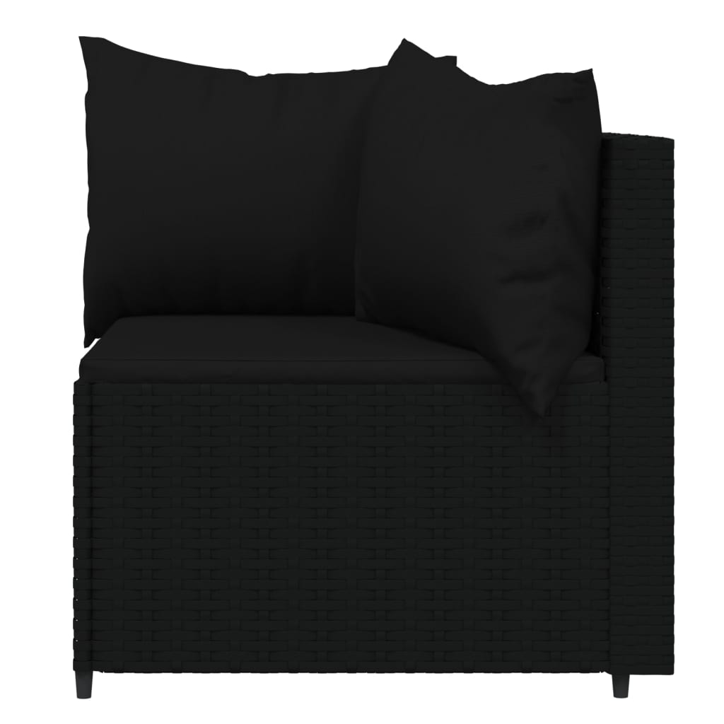 Garten-Ecksofas mit Kissen 2 Stk. Schwarz Poly Rattan