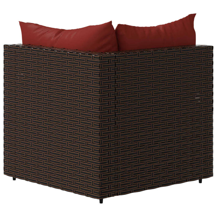 Garten-Ecksofa mit Kissen Braun Poly Rattan