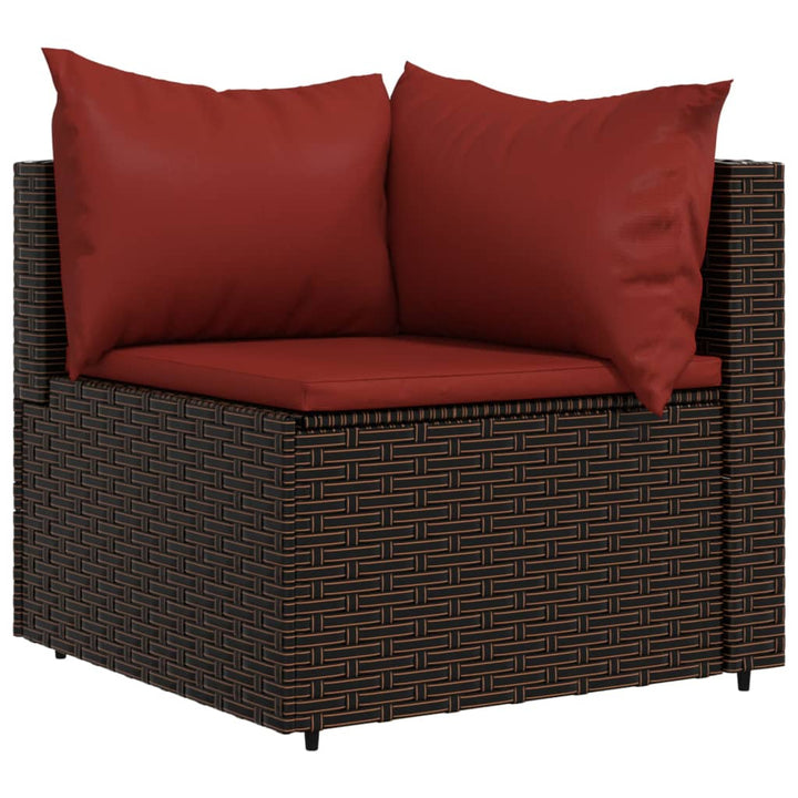 Garten-Ecksofas mit Kissen 2 Stk. Braun Poly Rattan