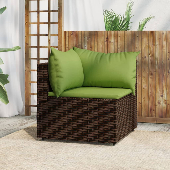 Garten-Ecksofa mit Kissen Braun Poly Rattan