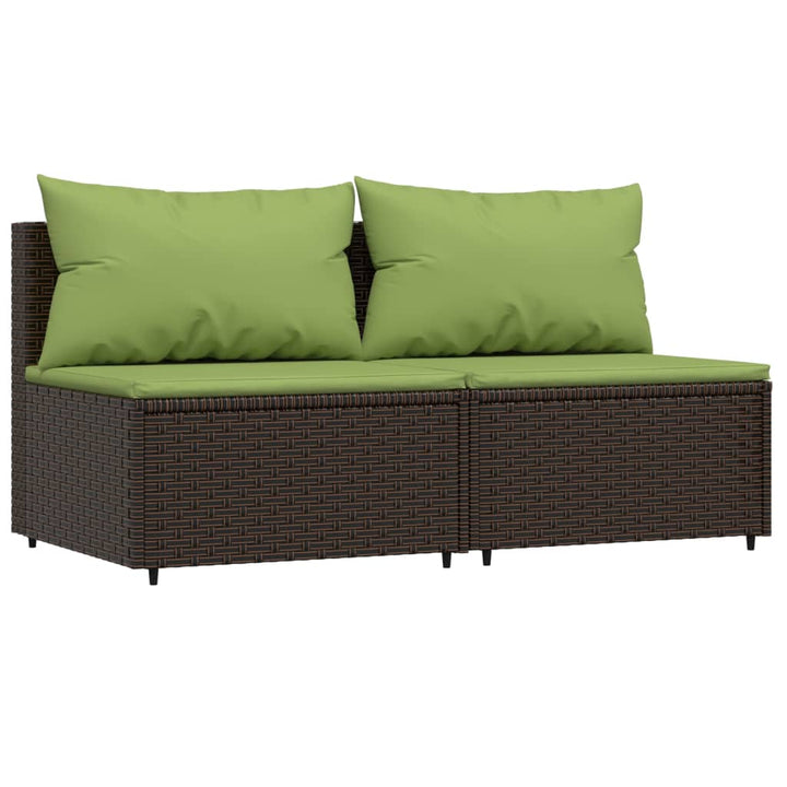 3-tlg. Garten-Lounge-Set mit Kissen Braun Poly Rattan