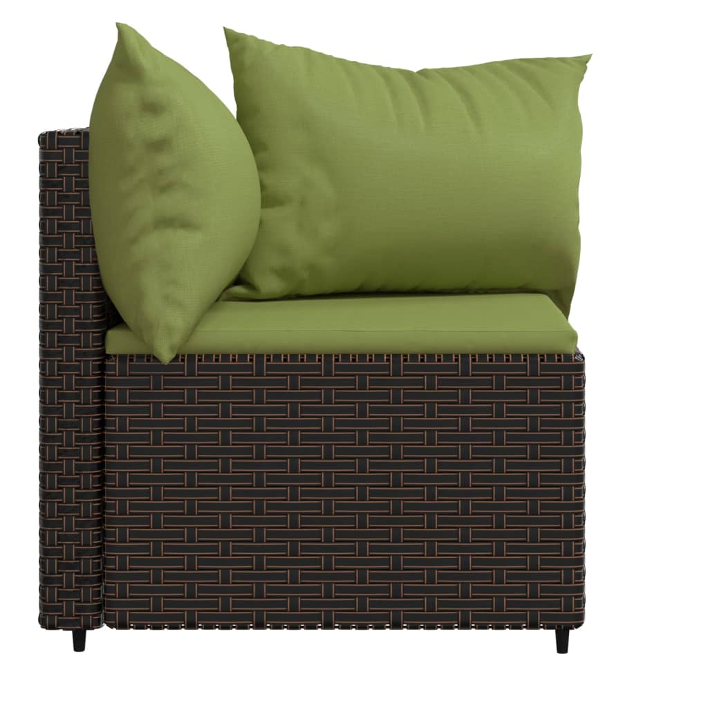 Garten-Ecksofas mit Kissen 2 Stk. Braun Poly Rattan