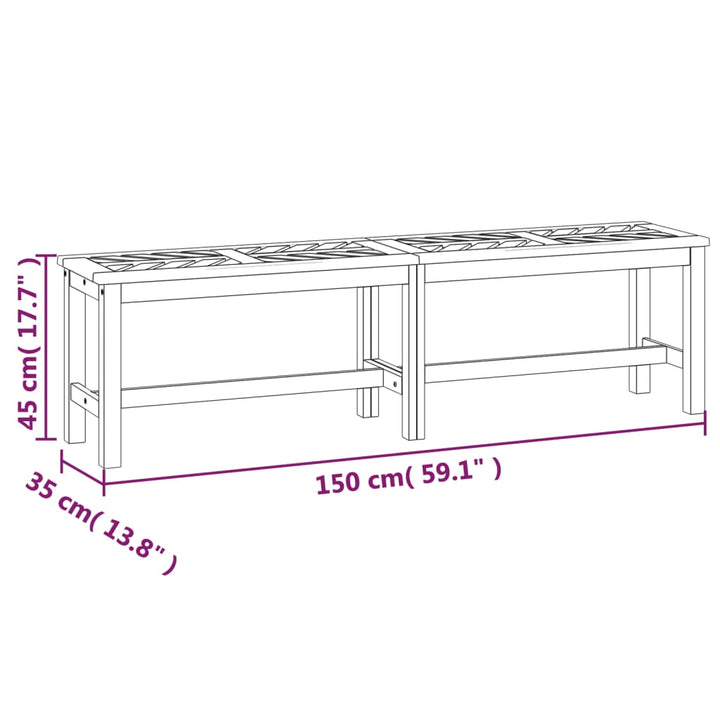 Gartenbank 150 cm Massivholz Akazie