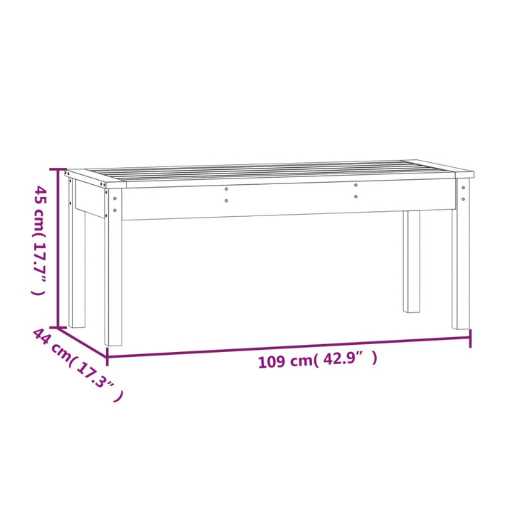 Gartenbank Grau 109x44x45 cm Massivholz Kiefer