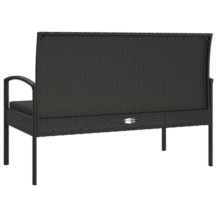 Gartenbank mit Kissen Schwarz 105 cm Poly Rattan