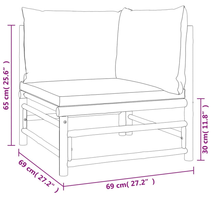 2-tlg. Garten-Lounge-Set mit Taupe Kissen Bambus