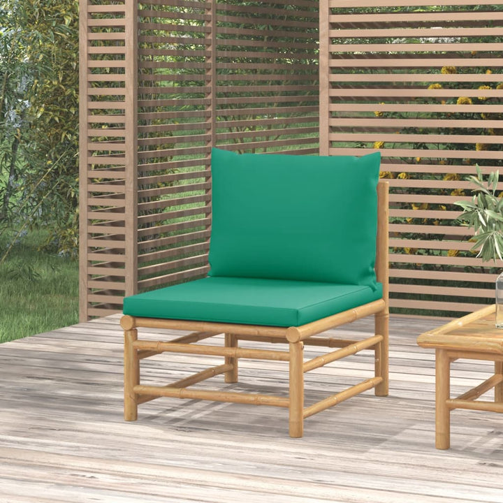 Garten-Mittelsofa mit Grünen Kissen Bambus