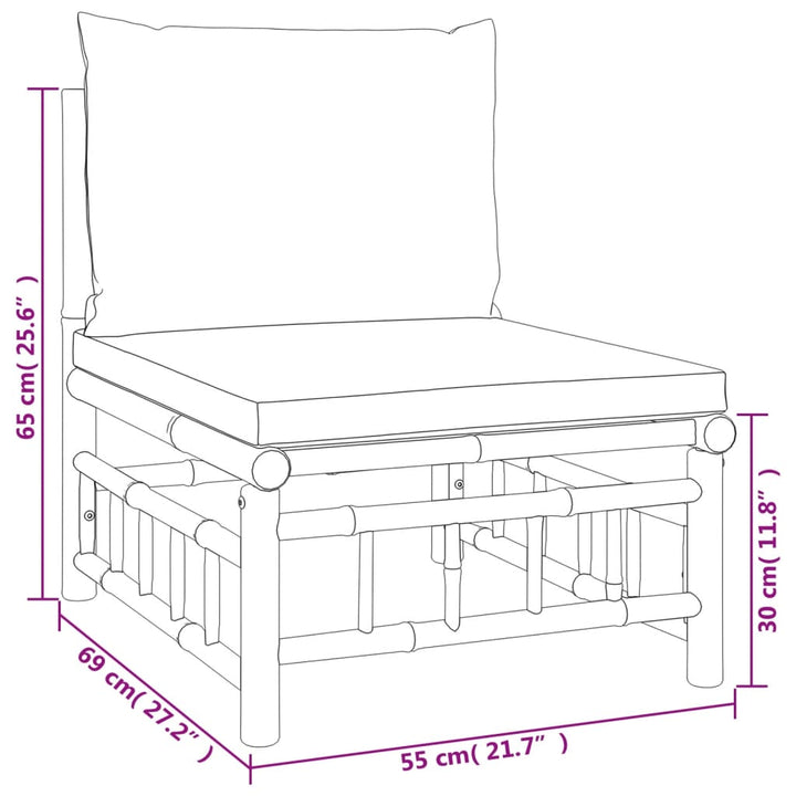 2-tlg. Garten-Lounge-Set mit Dunkelgrauen Kissen Bambus