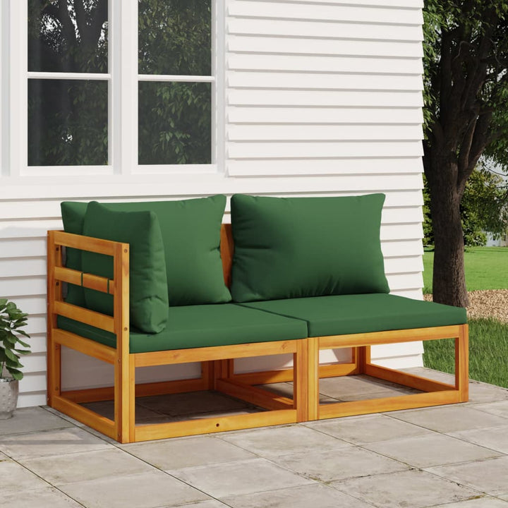 2-tlg. Garten-Sofa-Set mit Kissen Massivholz Akazie