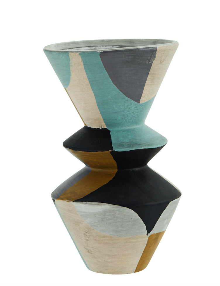 Jarrón de terracota azul negro Ø 15x25,5 cm