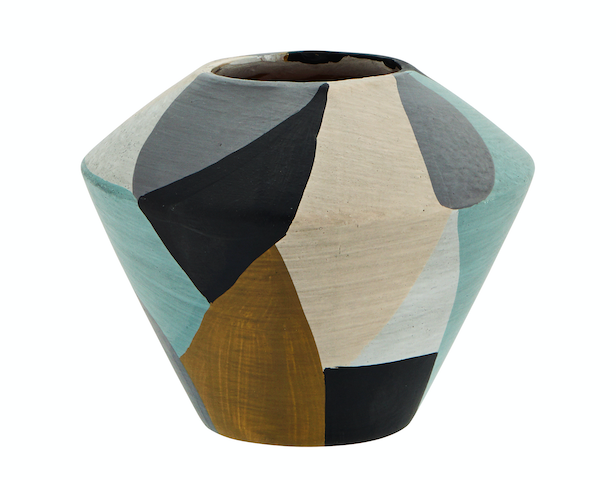 Terracotta Vase Blue Black Ø 15x13