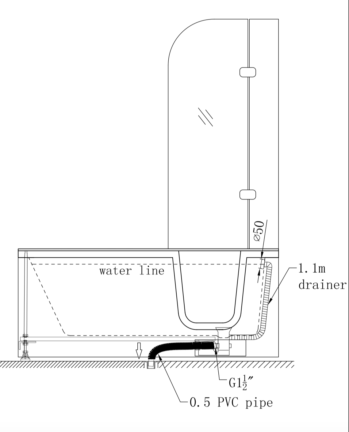 Freestanding bathtub HAITI 170x76x61 cm