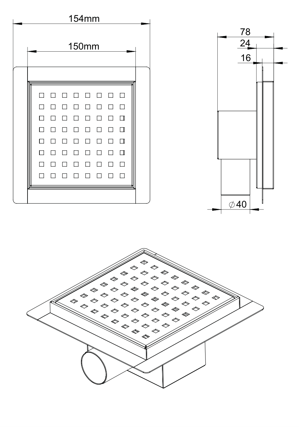 Bodensiphon 15 x 15 x 6,7 cm