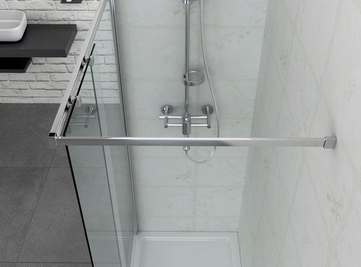 Elite chrome shower partition with reversible sliding door 120x122x195 cm