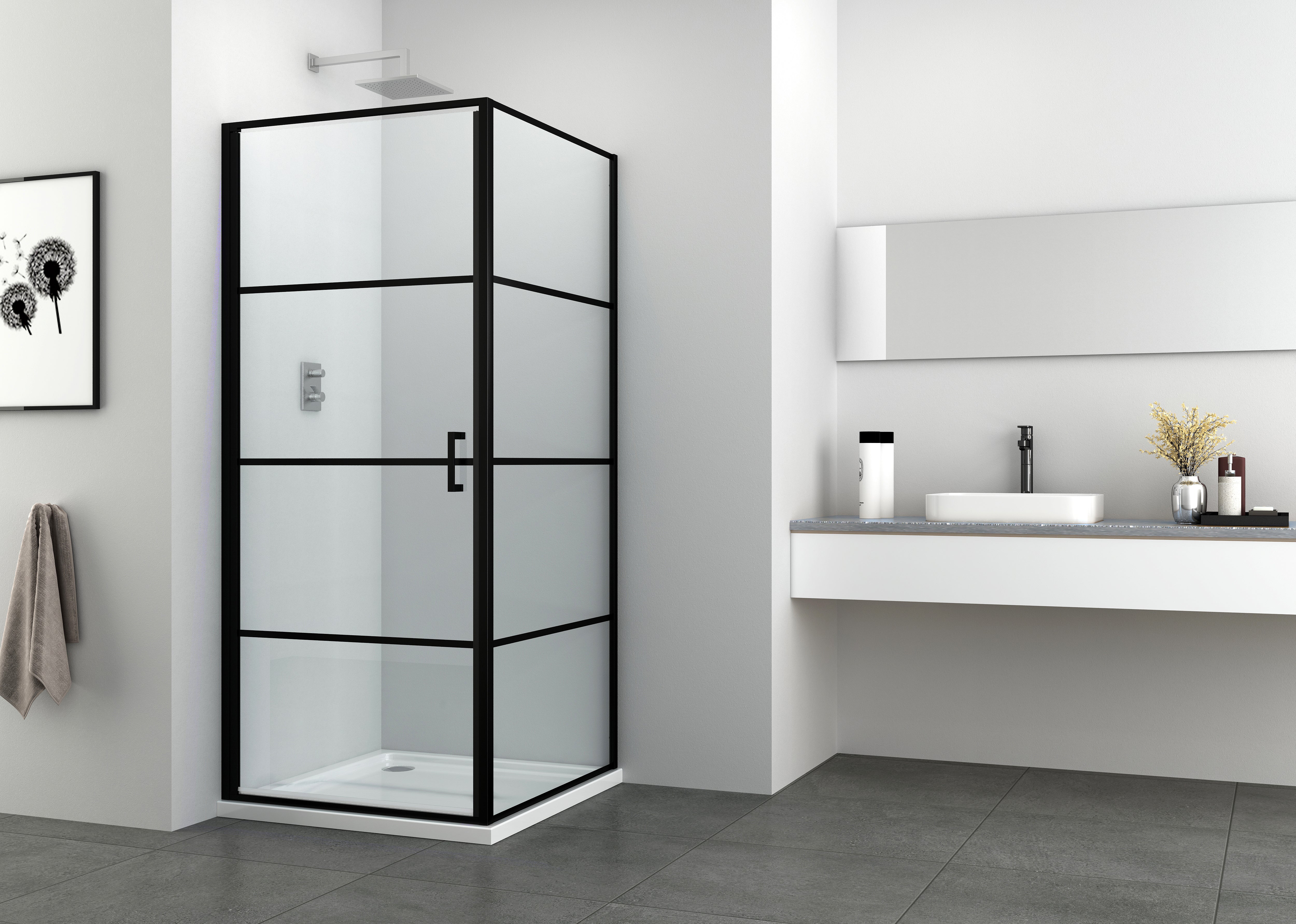 Fixglaselement 90 cm schwarz matt