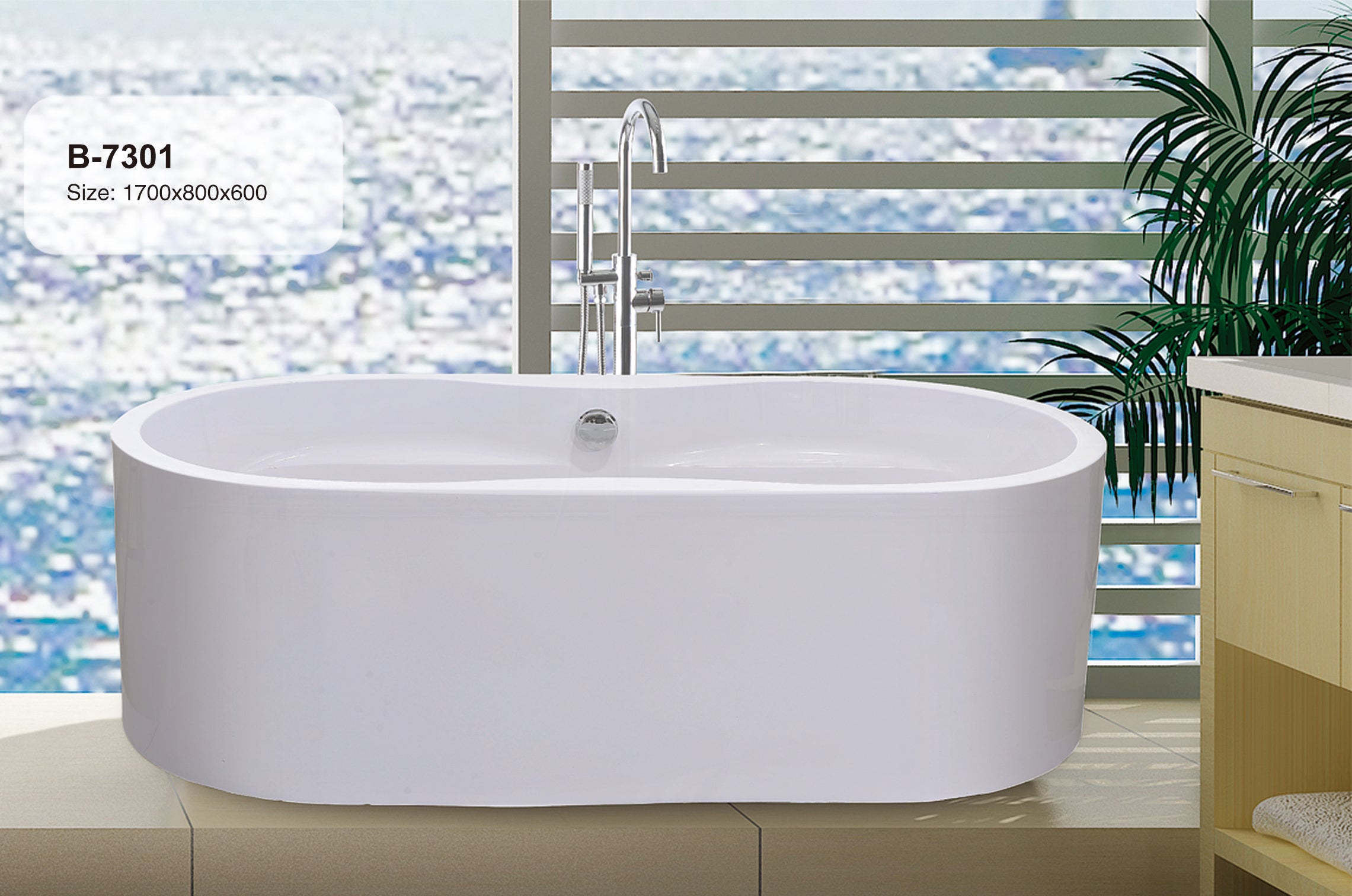 Freestanding bathtub LIVERPOOL 170 x 80 x 60 cm