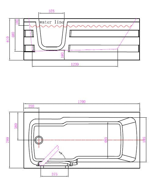 Freestanding bathtub HAITI 170x76x61 cm