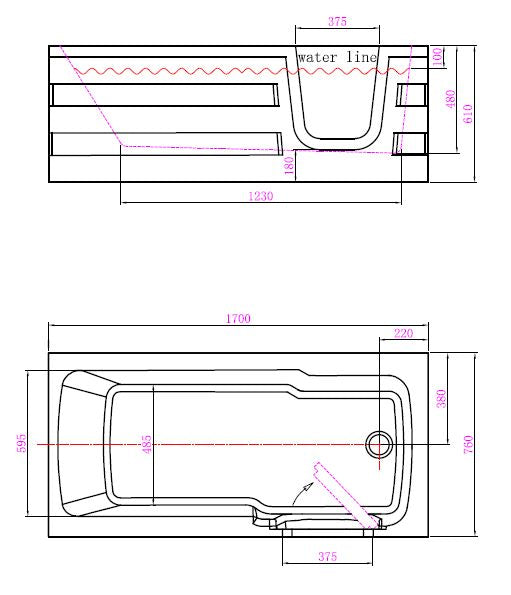 Freestanding bathtub PAROS 170x76x61 cm