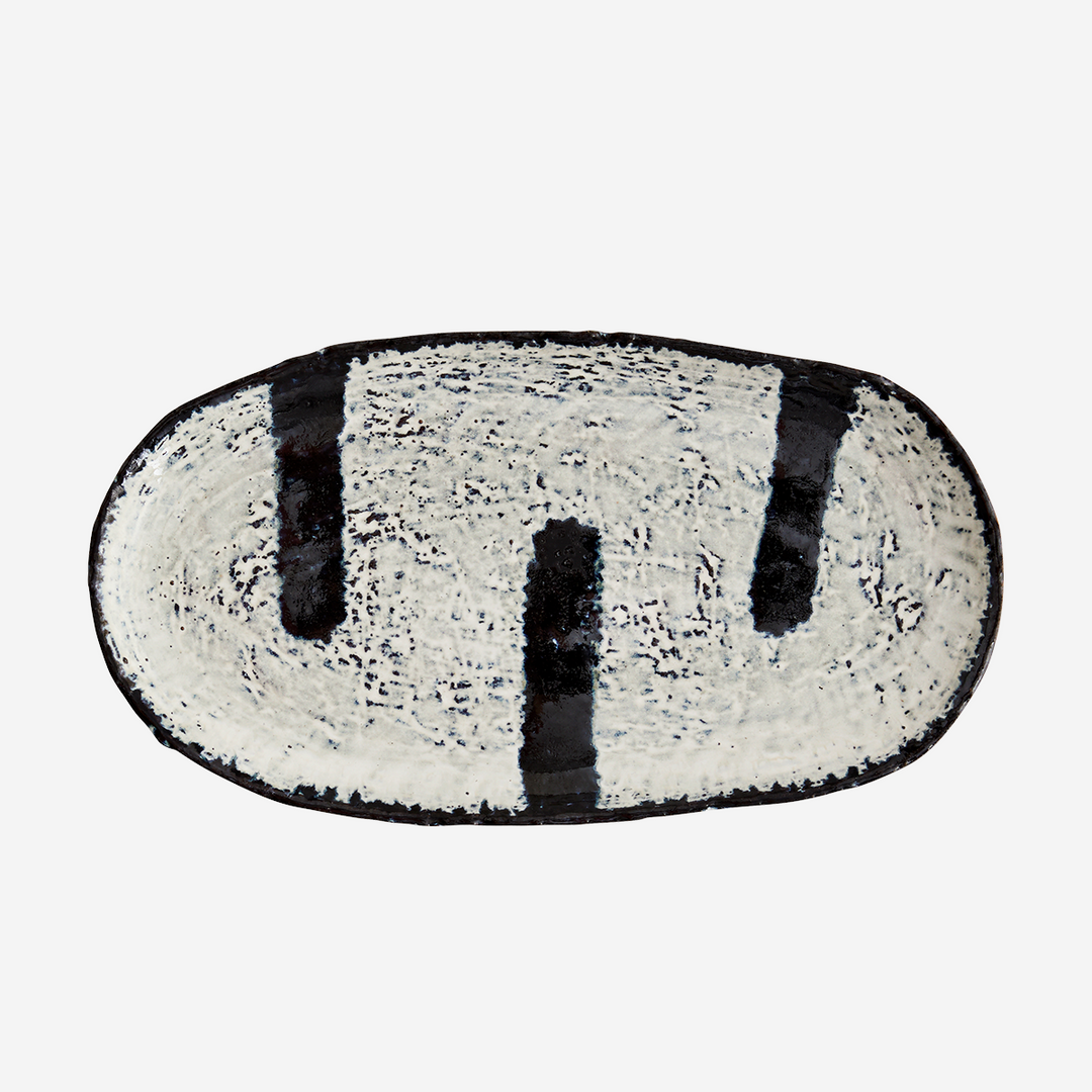 Stoneware plate Stripe oval