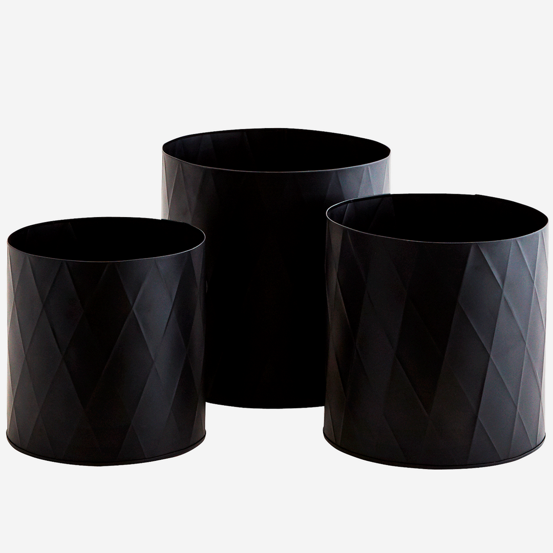 Pots with harlequin pattern set of 3